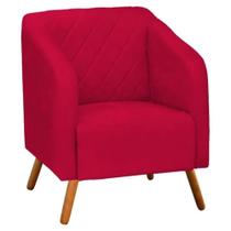 Poltrona Decorativa Master com Pés Madeira Suede Vermelho Poltrona Decorativa Master com Pés Madeira Suede Vermelho