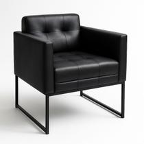 Poltrona Decorativa material sintético material sintético Recepção Escritório Base Alumínio Preto