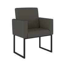 Poltrona Decorativa material sintético Recepção Base Ferro Preto Poltrona Decorativa material sintético Recepção Base Ferro Preto