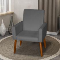Poltrona Decorativa Mel Suede Cinza Dal Poz Estofados Poltrona Decorativa Mel Suede Cinza Dal Poz Estofados