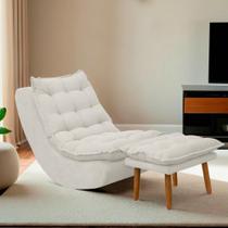 Poltrona Decorativa Melissa Balanço Estofada E Puff Bouclê