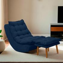 Poltrona Decorativa Melissa Balanço Estofada E Puff Bouclê