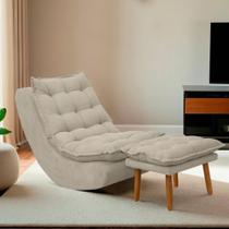 Poltrona Decorativa Melissa Balanço Estofada E Puff Bouclê