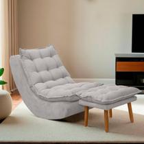 Poltrona Decorativa Melissa Balanço Estofada E Puff Bouclê