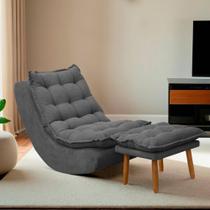 Poltrona Decorativa Melissa Balanço Estofada E Puff Bouclê