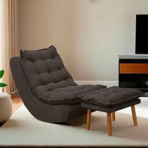 Poltrona Decorativa Melissa Balanço Estofada E Puff Bouclê