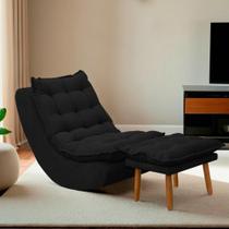 Poltrona Decorativa Melissa Balanço Estofada E Puff Bouclê