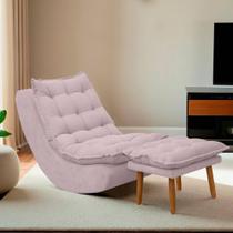 Poltrona Decorativa Melissa Balanço Estofada E Puff Bouclê