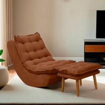 Poltrona Decorativa Melissa Balanço Estofada E Puff Bouclê