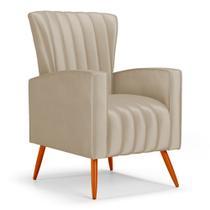 Poltrona Decorativa Melody com Pés Palito Suede Bege - Abmaza