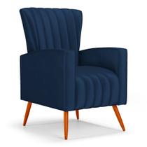 Poltrona Decorativa Melody com Pés Palito Veludo Azul Marinho - Desk Design Poltrona Decorativa Melody com Pés Palito Veludo Azul Marinho - Desk Design