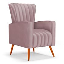 Poltrona Decorativa Melody com Pés Palito Veludo Rosê - Abmaza Poltrona Decorativa Melody com Pés Palito Veludo Rosê - Abmaza