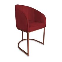 Poltrona Decorativa Mia Base Industrial Cobre Suede Bordo - Vallisa Decor