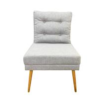 Poltrona decorativa mocho linho cinza g2home