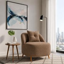 Poltrona Decorativa Moderna Clean Orgânica Feijão para Sala Quarto Clinica Tecido Linho
