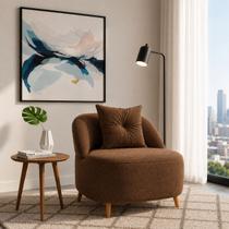 Poltrona Decorativa Moderna Clean Orgânica Feijão para Sala Quarto Clinica Tecido Linho