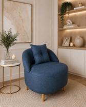 Poltrona Decorativa Moderna Clean Orgânica Feijão para Sala Quarto Clinica Tecido Linho