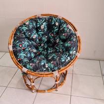 Poltrona Decorativa Moderna de Bambu Tecido Impermeável Vime Área Piscina jardim