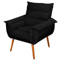 Poltrona Decorativa Moderna Sala de Estar e Recepção Monza Pés Palito Suede Preto - Desk Design