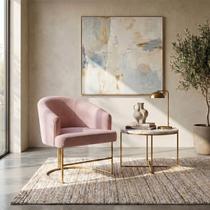 Poltrona Decorativa Moderno Luxo Base Aço Reforçado Dourado Cor Rose Poltrona Decorativa Moderno Luxo Base Aço Reforçado Dourado Cor Rose