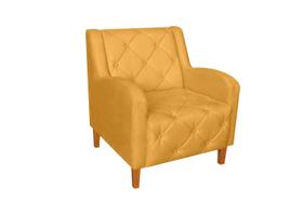 Poltrona Decorativa Munique Suede Amarelo Pés Madeira Ms Decor