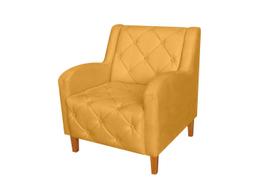 Poltrona Decorativa Munique Suede Amarelo Pés Madeira Mz Decor