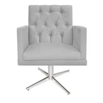 Poltrona Decorativa Nanda Base Giratória de Metal Sala de Estar Quarto Suede Cinza - DAMAFFÊ MÓVEIS