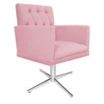 Poltrona Decorativa Nanda Base Giratória de Metal Sala de Estar Quarto Suede Rosa Bebê - KDAcanto Móveis