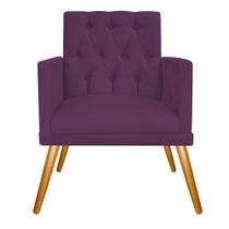 Poltrona Decorativa Nanda Pés Palito Mel Sala de Espera Recepção Suede Roxo - KDAcanto Móveis