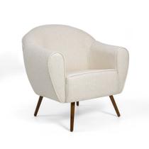 Poltrona Decorativa Nara Jacar Bege B-298 Pés Palito Madeira D07 - D'Rossi
