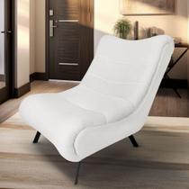 Poltrona Decorativa Nathy Para Sala Pés Em Aço Preto