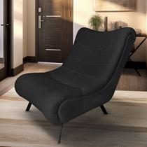 Poltrona Decorativa Nathy Para Sala Pés Em Aço Preto