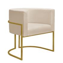 Poltrona Decorativa Nayara Base Ferro Dourado Suede Bege - Twdecora Poltrona Decorativa Nayara Base Ferro Dourado Suede Bege - Twdecora