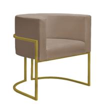 Poltrona Decorativa Nayara Base Ferro Dourado Suede Capuccino - Twdecora