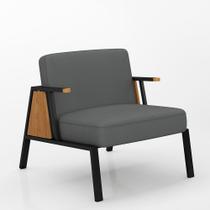 Poltrona Decorativa Newark Preto/cinamomo/cinza - Móveis Arapongas Poltrona Decorativa Newark Preto/cinamomo/cinza - Móveis Arapongas