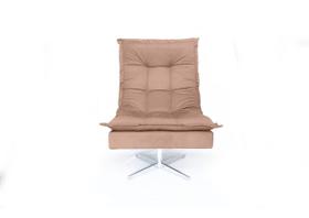 Poltrona Decorativa Nilla Chaise Base Giratória Suede Cappuccino WEB SHOP MOVEIS