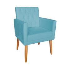 Poltrona Decorativa Nina Capitonê Pés Palito Suede Azul Turquesa - Hellen Decor Poltrona Decorativa Nina Capitonê Pés Palito Suede Azul Turquesa - Hellen Decor
