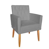 Poltrona Decorativa Nina Capitonê Pés Palito Suede Cinza - Hellen Decor Poltrona Decorativa Nina Capitonê Pés Palito Suede Cinza - Hellen Decor
