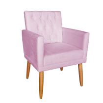 Poltrona Decorativa Nina Capitonê Pés Palito Suede Rose - Hellen Decor Poltrona Decorativa Nina Capitonê Pés Palito Suede Rose - Hellen Decor