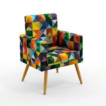 Poltrona Decorativa Nina Com Rodapé Sued Estampado Colorido Aradecor Poltrona Decorativa Nina Com Rodapé Sued Estampado Colorido Aradecor