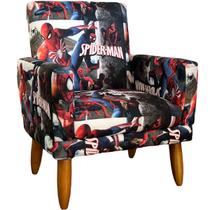 Poltrona Decorativa Nina Infantil Suede Estampa Desenhos Pé Castanho - Clique E Decore