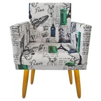 Poltrona Decorativa Nina para Escritório Rodapé Paris Azul Verde - 2M Decor