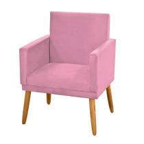 Poltrona Decorativa Nina Para Sala Quarto Recepção Suede Rosa com Rodapé