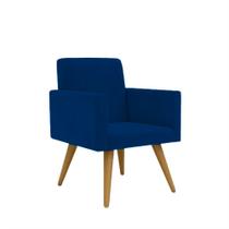Poltrona Decorativa Nina Pés Palito Suede Azul Marinho - Hellen Decor Poltrona Decorativa Nina Pés Palito Suede Azul Marinho - Hellen Decor
