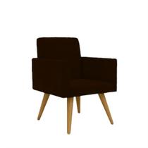 Poltrona Decorativa Nina Pés Palito Suede Marrom - Hellen Decor