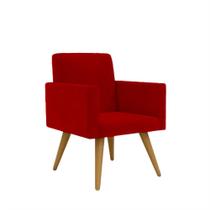 Poltrona Decorativa Nina Pés Palito Suede Vermelho - Hellen Decor Poltrona Decorativa Nina Pés Palito Suede Vermelho - Hellen Decor