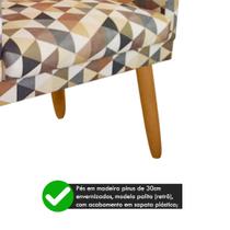 Poltrona Decorativa Nina Pés Retrô Rodapé Triangulo Bege