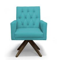Poltrona Decorativa Nina Retro Base Giratória Suede Azul Turquesa - Casa & Estofados Poltrona Decorativa Nina Retro Base Giratória Suede Azul Turquesa - Casa & Estofados