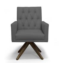 Poltrona Decorativa Nina Retro Base Giratória Suede Grafite - Casa & Estofados