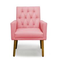 Poltrona Decorativa Nina Retro Suede Rosa - Casa & Estofados